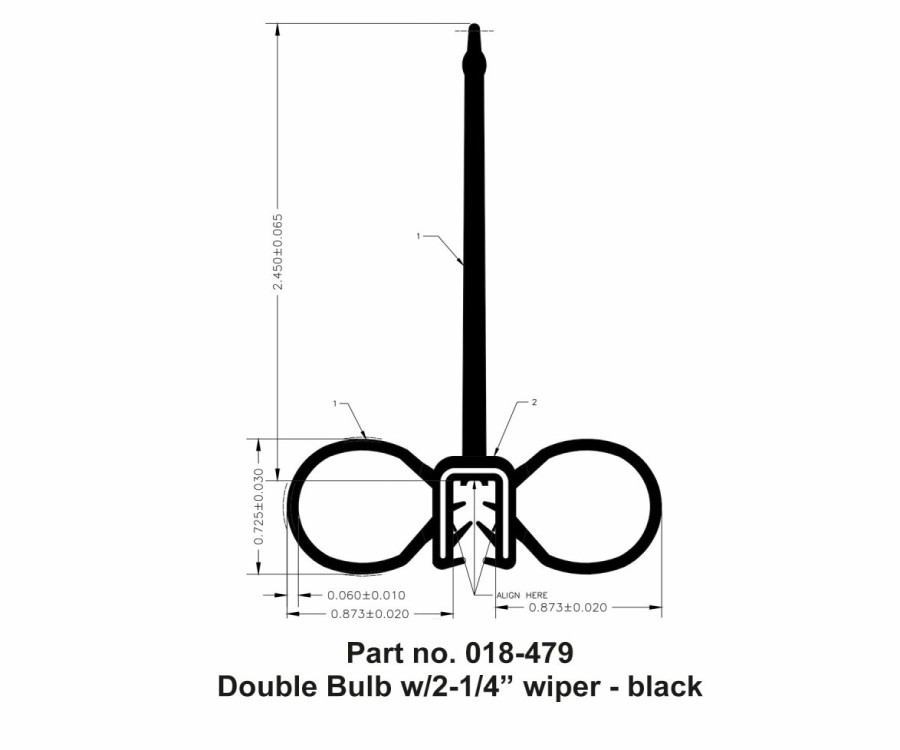 Seals AP Products | Double Bulb, W/2-1/4 Wiper, 2 X 3 X 28