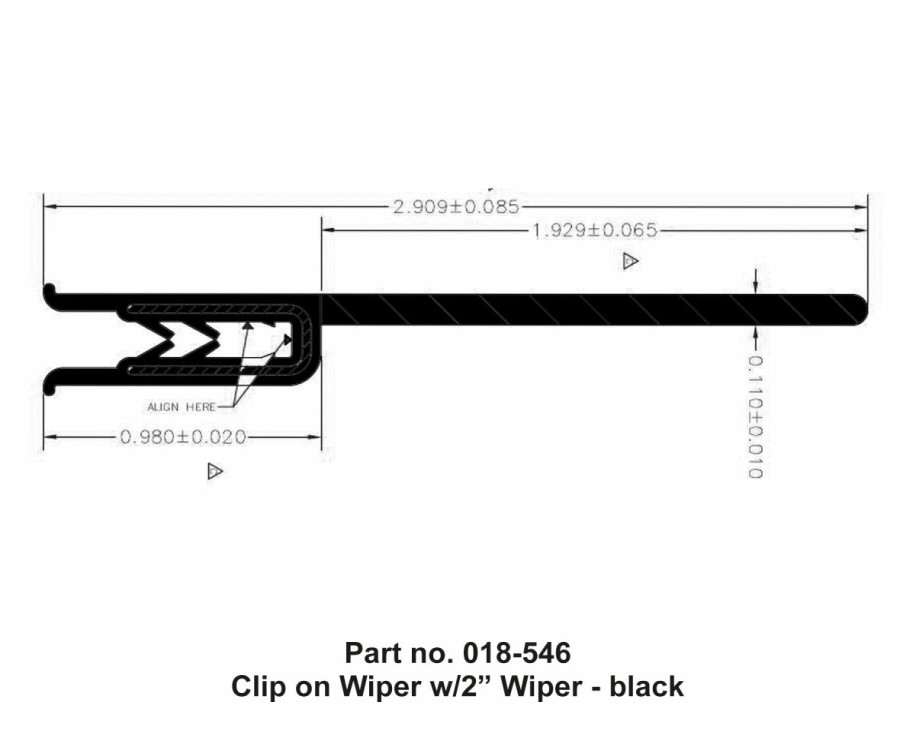 Seals AP Products | Clip On Wiper, W/2 Wiper, 7/16 X 3 X 35