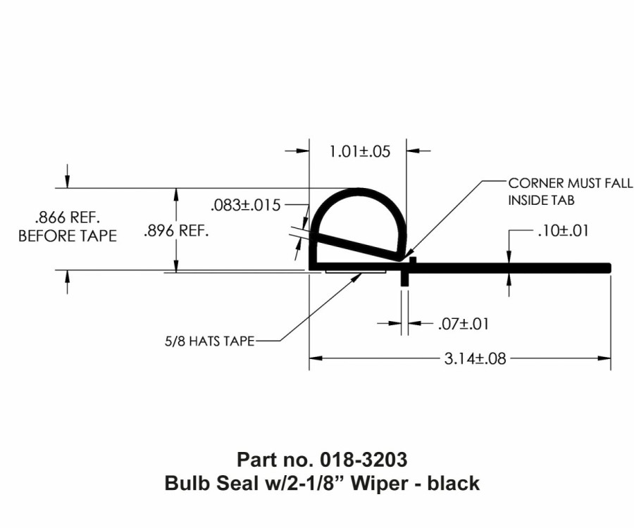 Seals AP Products | Bulb Seal, W/2-1/8 Wiper, 3-1/4 X 7/8 X 30